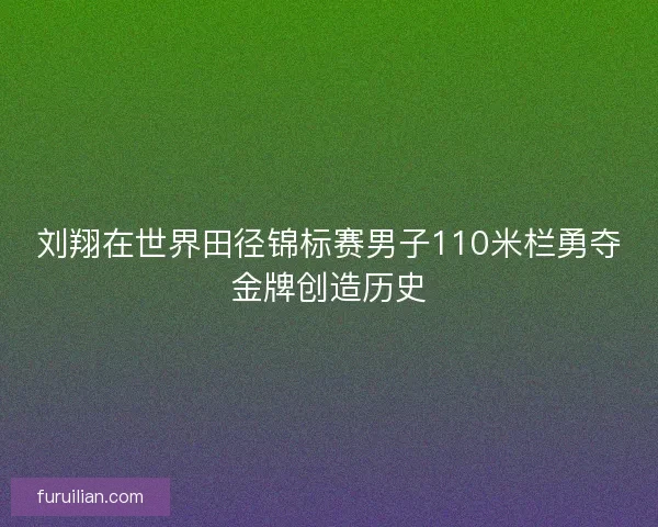 刘翔在世界田径锦标赛男子110米栏勇夺金牌创造历史