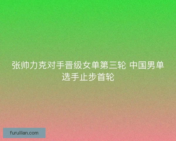 张帅力克对手晋级女单第三轮 中国男单选手止步首轮