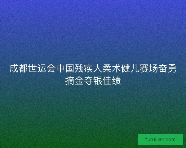 成都世运会中国残疾人柔术健儿赛场奋勇摘金夺银佳绩 成都世运会中国残疾人柔术健儿赛场奋勇摘金夺银佳绩